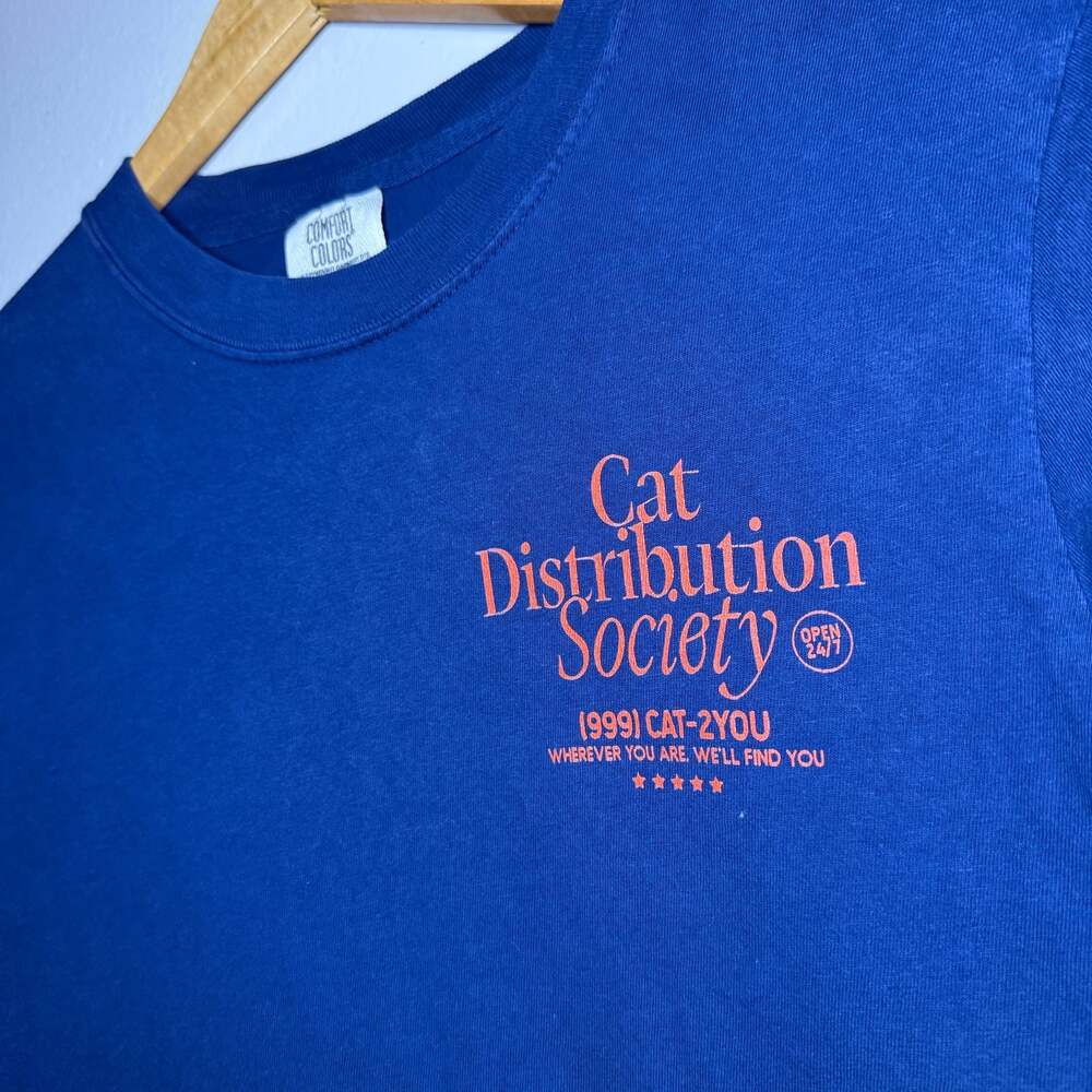 Comfort Colors Cat Distribution Society Graphic Unisex T-Shirt Size Small